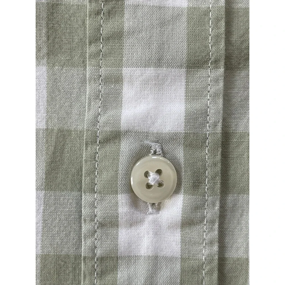 J.Crew Mens Small Secret Wash Button Down Shirt Green Gingham Check Slim Stretch